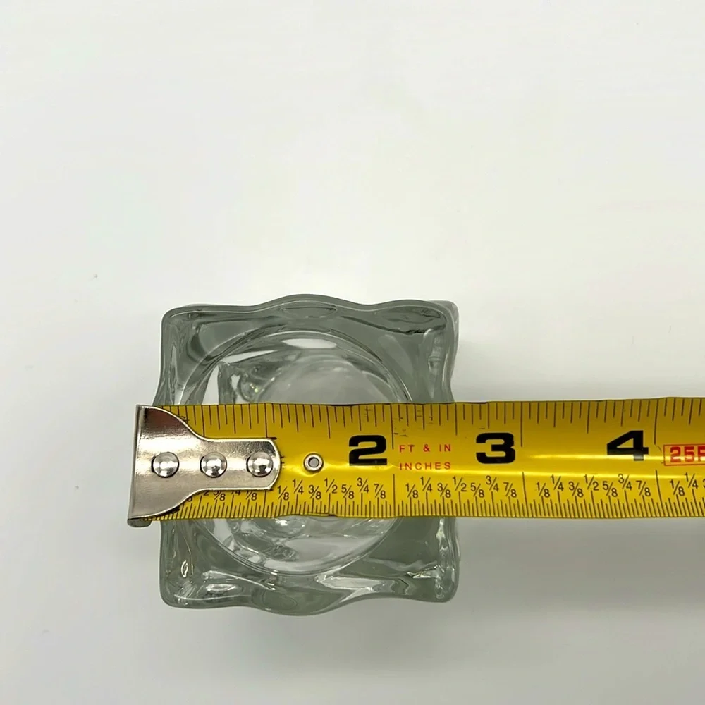 KIG Indonesia Heavy Ice Cube Square Crystal Votive Candle Holders (Set of 2)